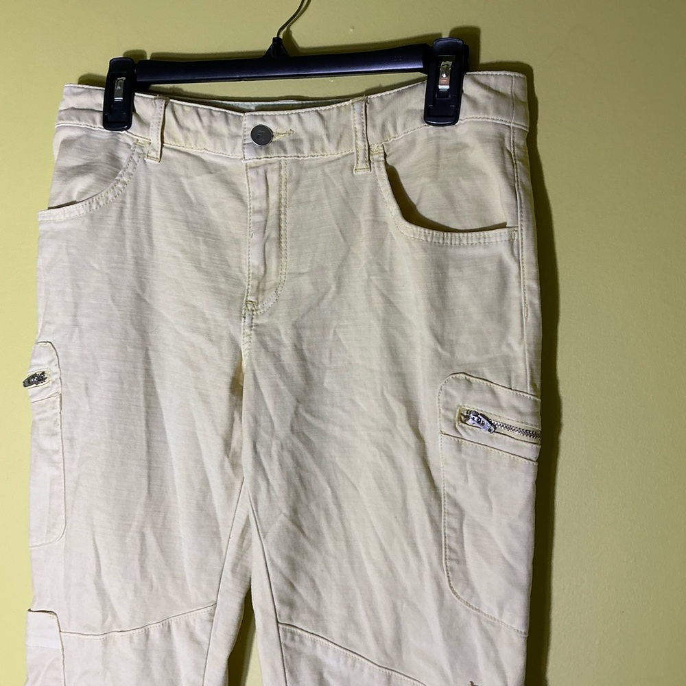 PILCRO Anthropologie Light Yellow Cargo Jeans
